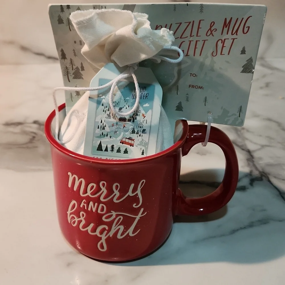 New! Eccolo merry and bright puzzle  and mug  gift set